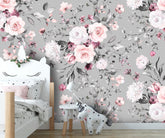 Gray Background Roses Floral  Wallpaper